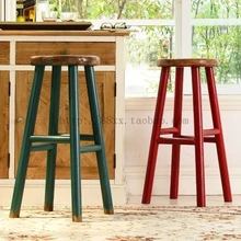 В американском деревенском стиле для ресторана барные стулья деревянный барный стул высокий табурет стулья в европейском стиле синий