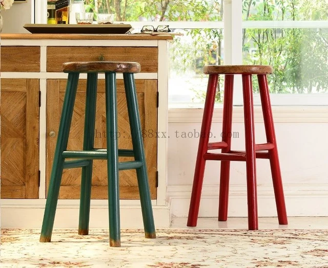 American Village Restaurant Bar Stools Wood Stool Chair American Village Restaurant Bar Stools Wood Stool Chair European Style Blue