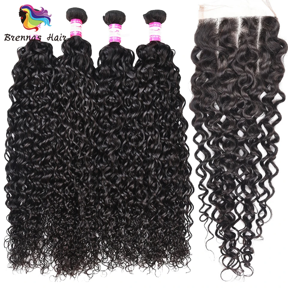 

Hot sale Jerry Curly hair bundles with lace closure 100% human remy hair bundles 5pcs/pack no shedding natural black color