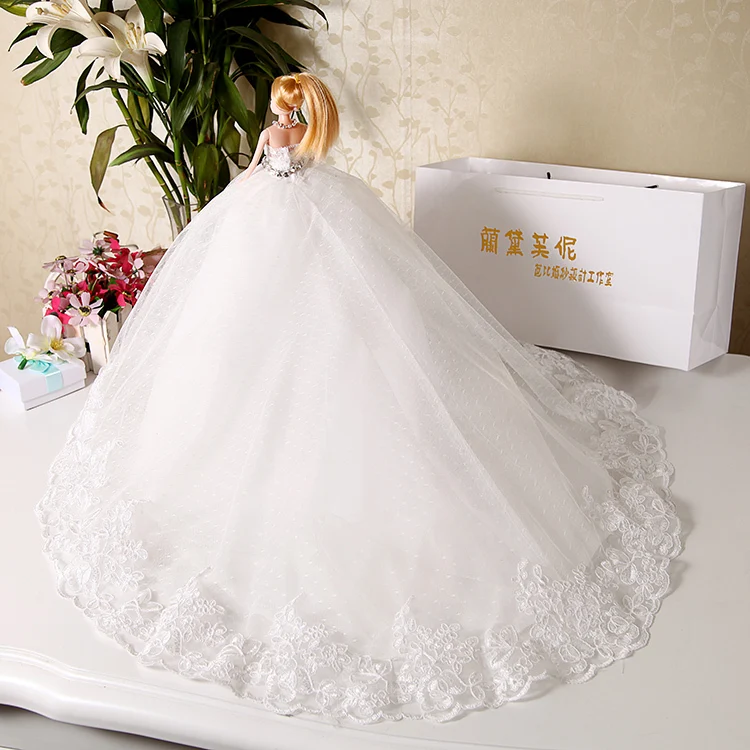 Doll Wedding Dress Luxury White Crystal Lace Bride Doll Wedding Dress Luxury White Crystal Lace Bride Evening Gown Decoration Display For Kurhn Barbie Gift In Dolls From Toys Hobbies