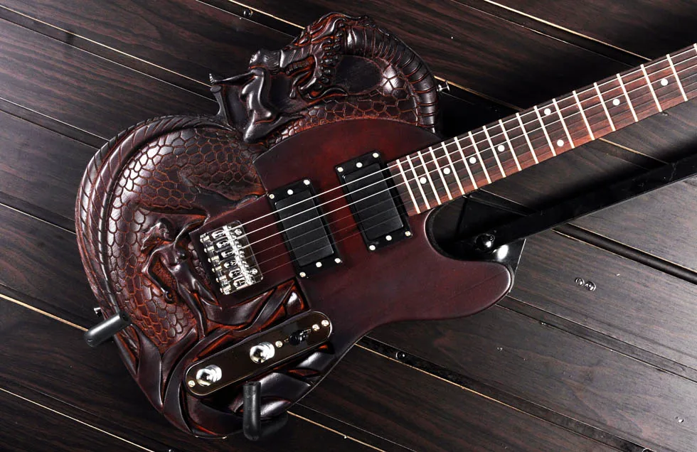 Guitarra eléctrica de estilo Dragon Slayer tallada ATL con cuerpo de caoba,  diapasón de palisandro, 22 trastes|electric guitar|electric guitar stylesrd  guitar - AliExpress