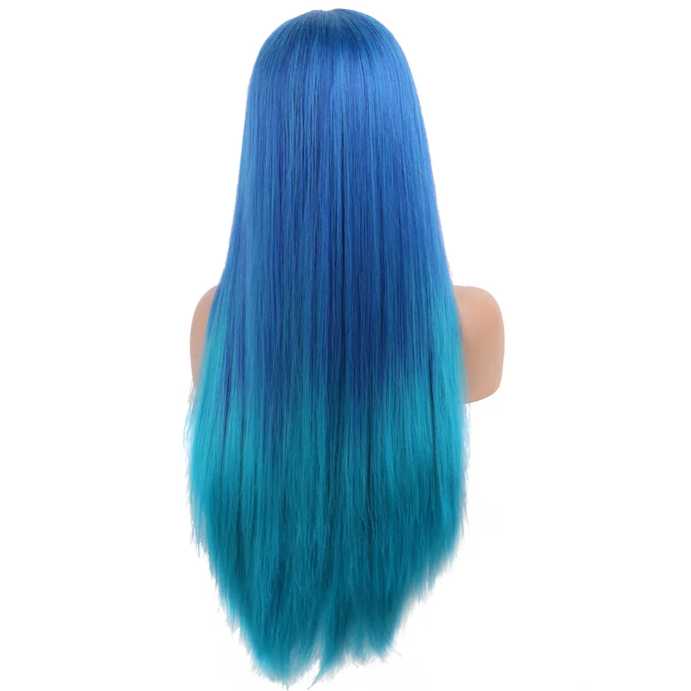 EEWIGS 2" Синтетические парики на кружеве Glueless персиковый розовый голубой цвет длинные прямые термостойкие парик королевы для черных женщин
