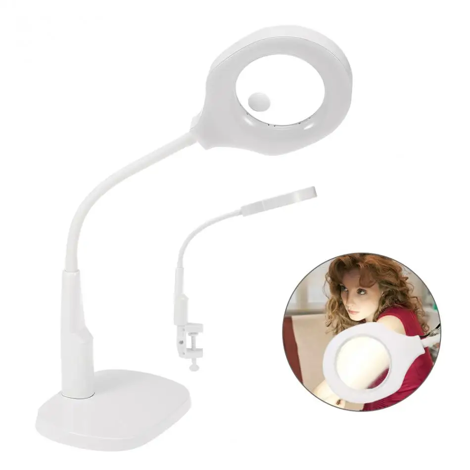 Detachable 5X 12X Desktop Nail Art Magnifier with Led Light Desk