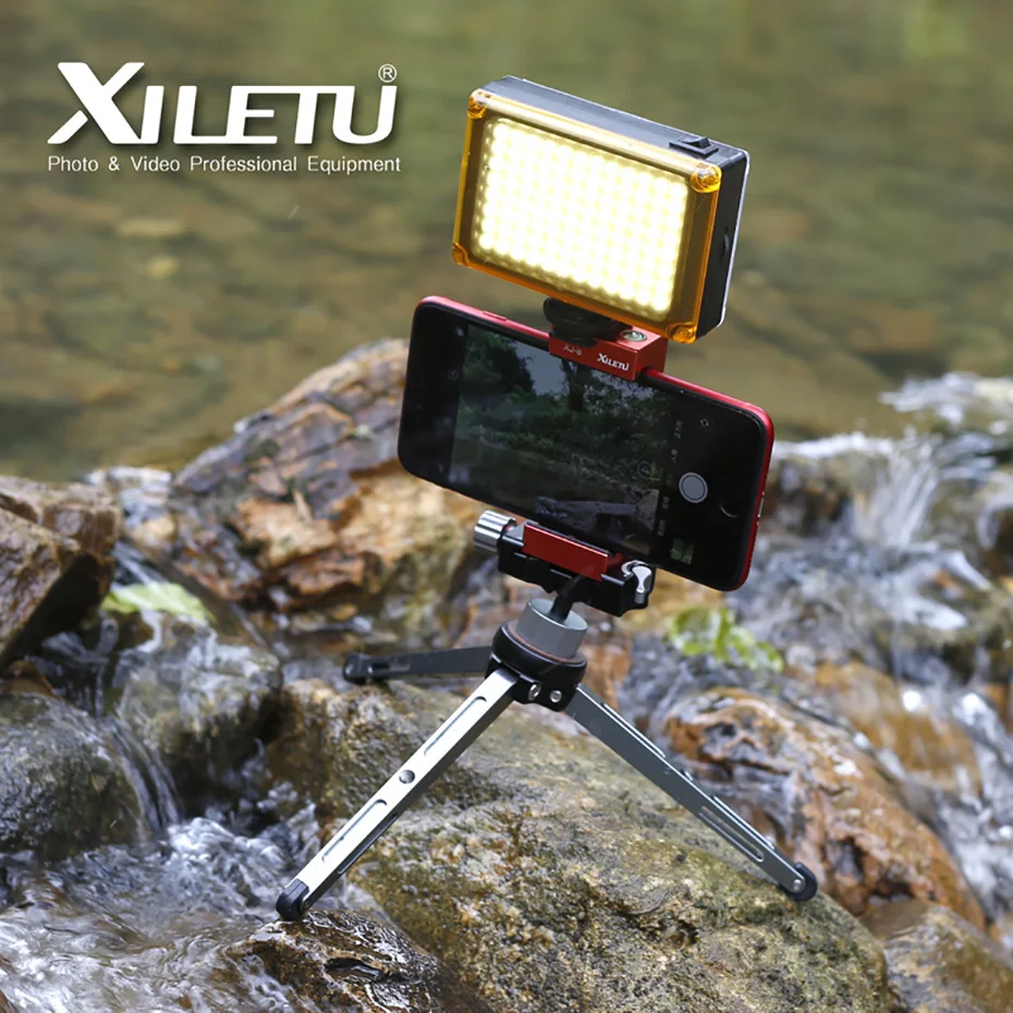 XILETU XJ-8 держатель для мобильного телефона зажим Штативная головка кронштейн для телефона фонарик микрофон с духом уровень и Холодный башмак крепление
