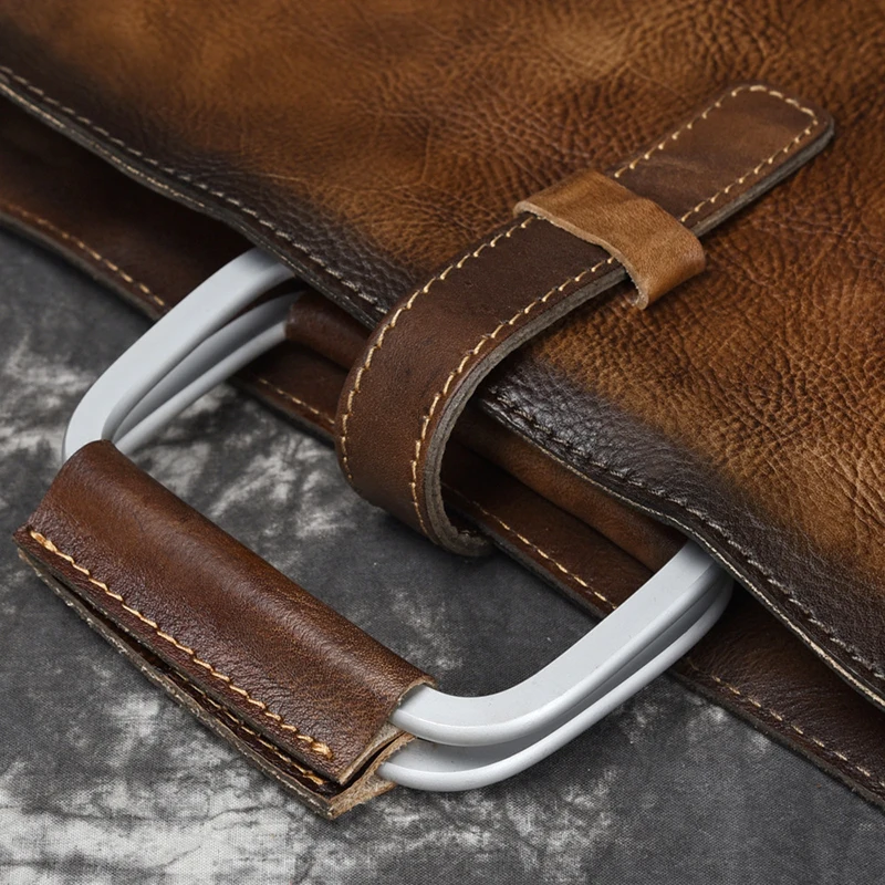 AETOO New European and American business Men's briefcase tree ointment leather man bag retro men's handbag casual shoulder bag