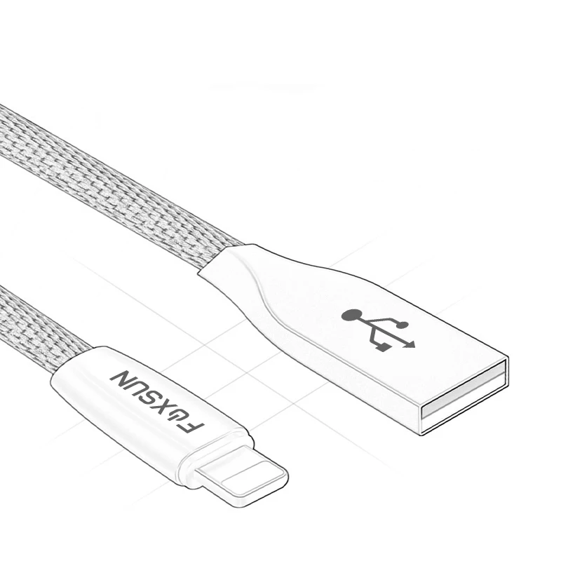 الزنك سبائك النايلون مضفر USB سريع شحن كابل بيانات 2.4A سريع شاحن آيفون X XS XR 8 7 6 5 باد ، الروبوت الهواتف المحمولة