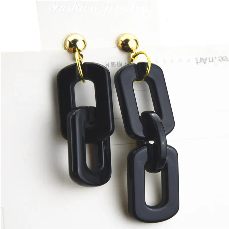 Ufavoirte, 1 пара, серьги-гвоздики, черная акриловая Форма, с задней частью, серьги, модные для женщин,, корейский стиль - Окраска металла: C