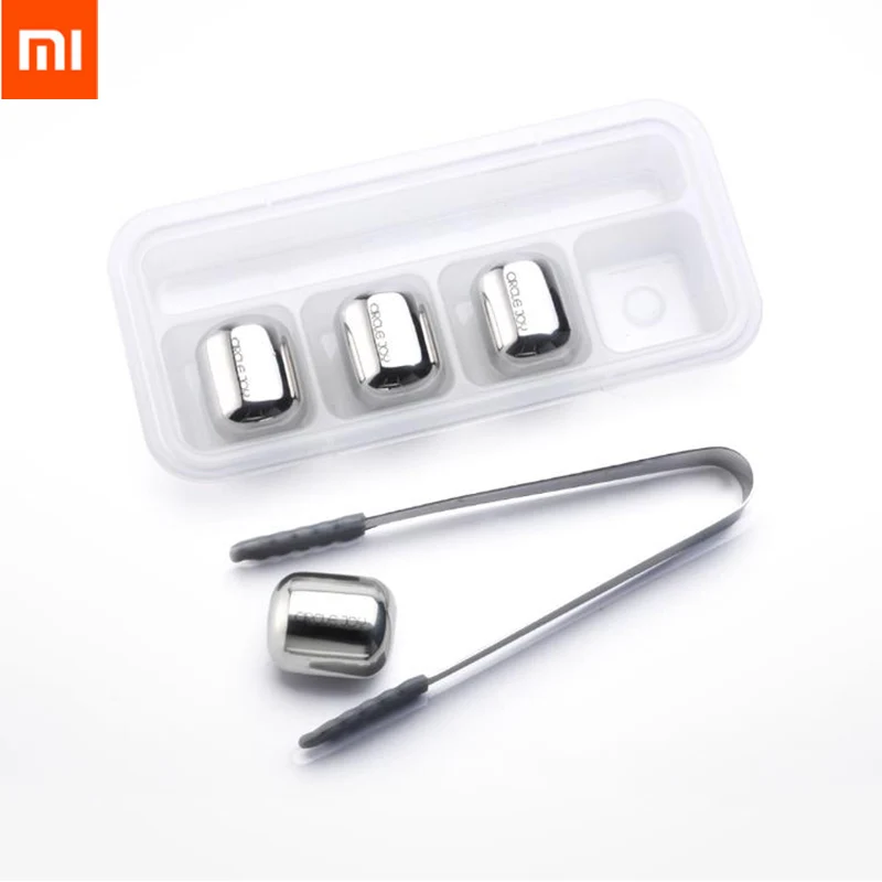 

Xiaomi Circle Joy Ice Cube 304 Stainless Steel Cooler Stone Washable Long-term Use Ice Maker for Wine Corks Fruit Juice 4pcs