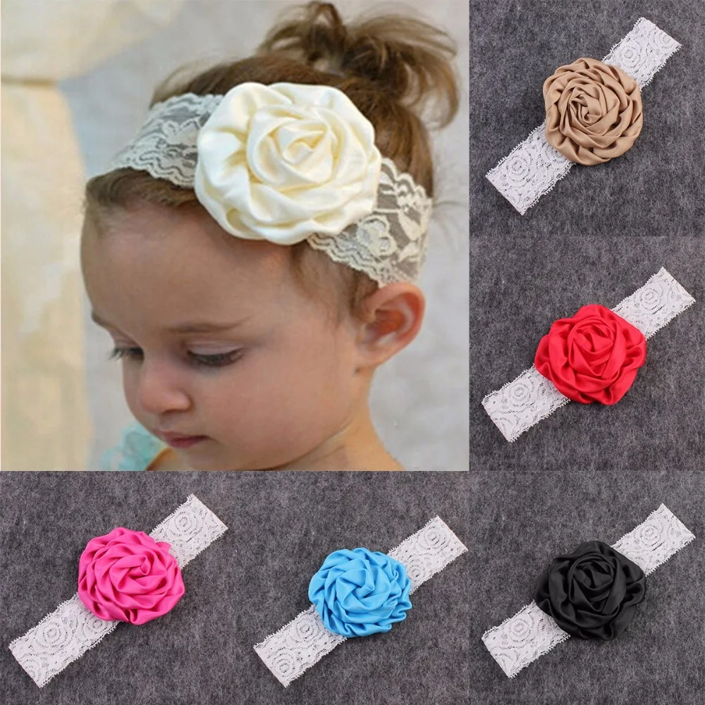 

Puseky Baby Girls Headband Flower Lace Elastic Hair Bands Newborn Kids Headwrap Headwear Hair Accessories