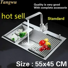 Горячая бытовой vogue балкон кухня ручная раковина одинарная мойка маленький прочный 304 нержавеющая сталь 550x450 мм