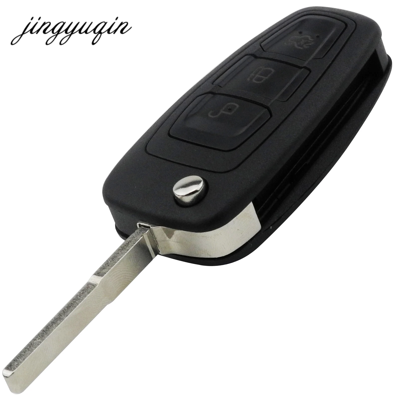 

jingyuqin 3 Buttons Flip Folding Remote Key Shell for Ford Focus Fiesta 2013 Fob Case with HU101 Blade