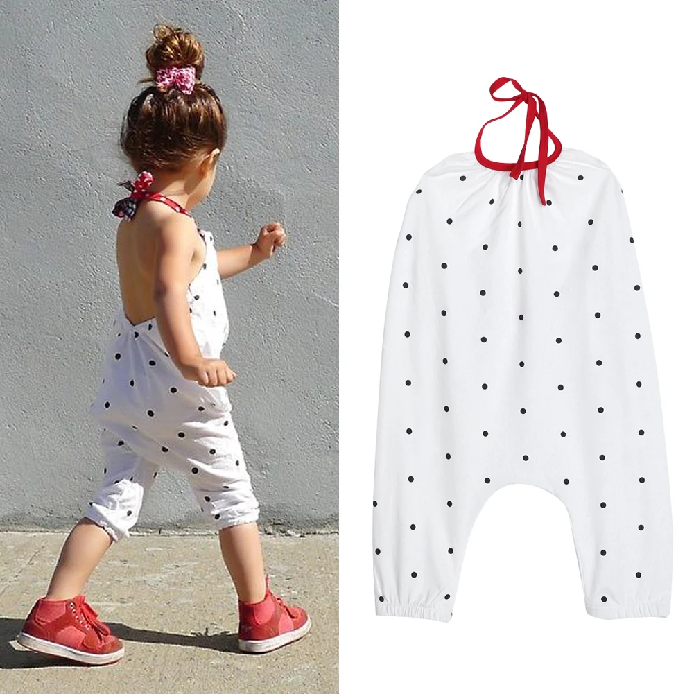 

Toddler Kids Baby Girls Backless Dot Overalls 2017 Summer Kids Children Girls Jumpsuit Bodysuit Outfits for Girls Clothing
