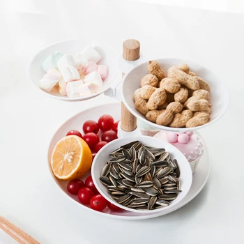 

Rotatable Snack Plates Food Trays Multilayer Dishes Afternoon Tea Fruits Salad Candy Stylish Party Display Plates Tableware 1set