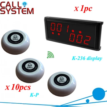 

New product Restaurant buzzer systems paging system of 1 counter screen + 10 table service bell