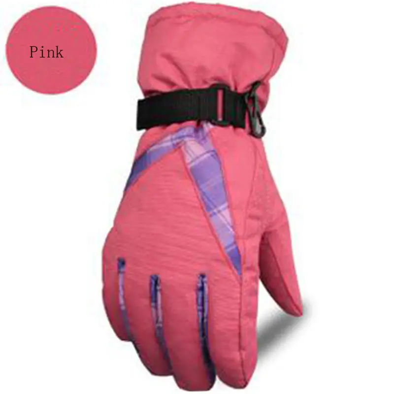 Женские зимние теплые перчатки ветрозащитные мотоциклетные перчатки для катания на лыжах зимние походные перчатки для верховой езды - Цвет: Розовый