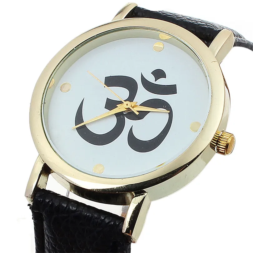 Luxury Women Symbol Pattern Leather Analog Quartz Dial Watch Women Watches Bracelet Watch Ladied #4m20 (8)