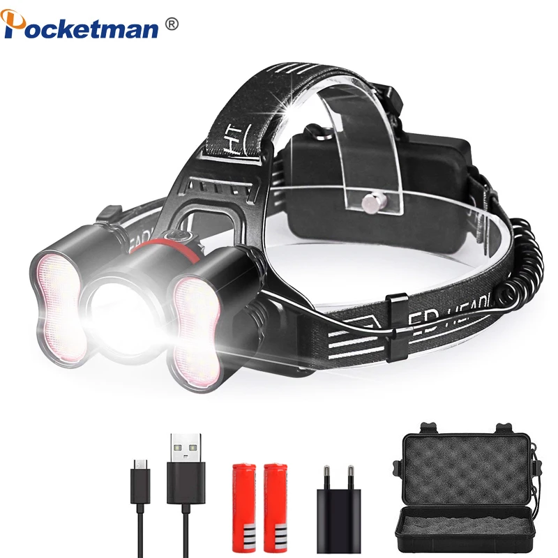 Brightes LED Headlamp Head light Rechargeable Waterproof head lamp for