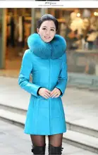 women jacket women winter coat New winter long sections Nagymaros collar Slim leather jacket coat free shipping
