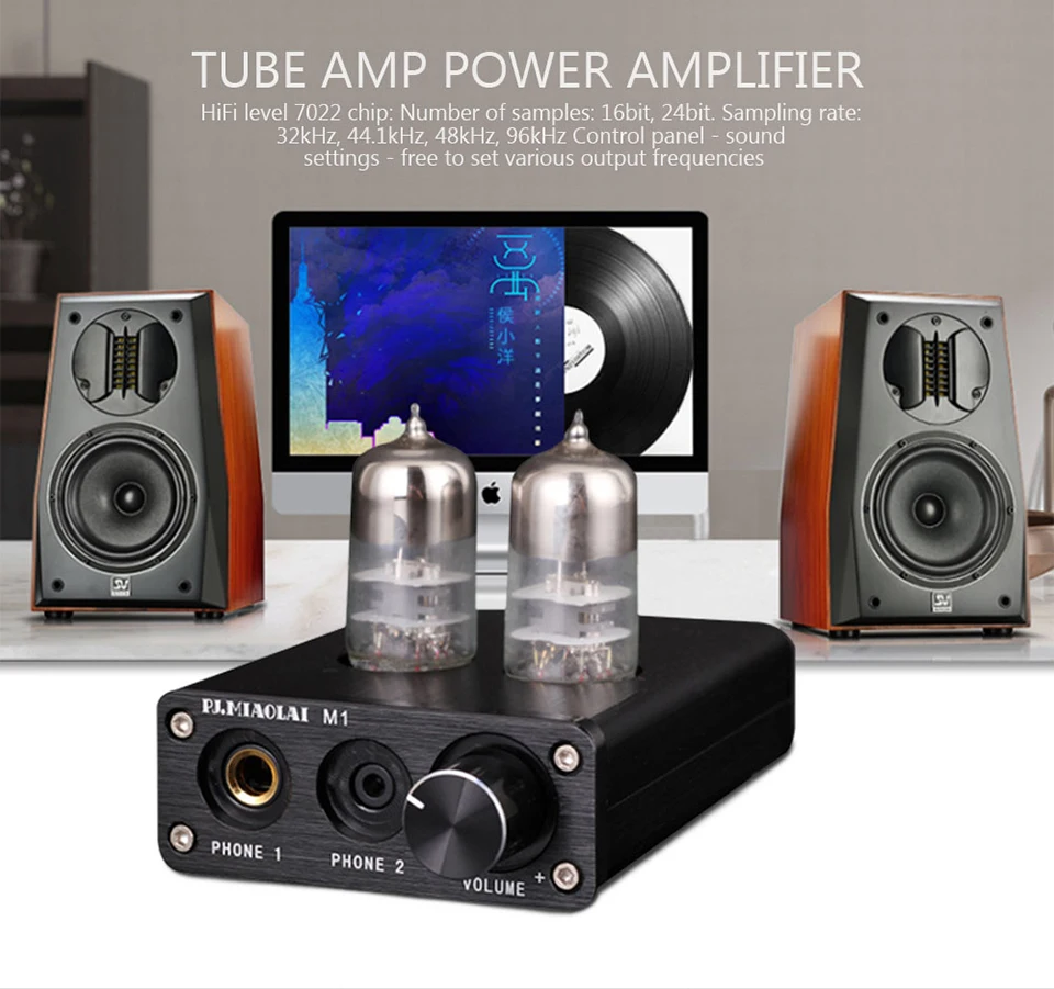 PJ.MIAOLAI Fever HiFi 2704 / 7022 Chip USB Module 6J9 Tube Preamplifier Computer Desktop Portable Headphone Power Amplifier