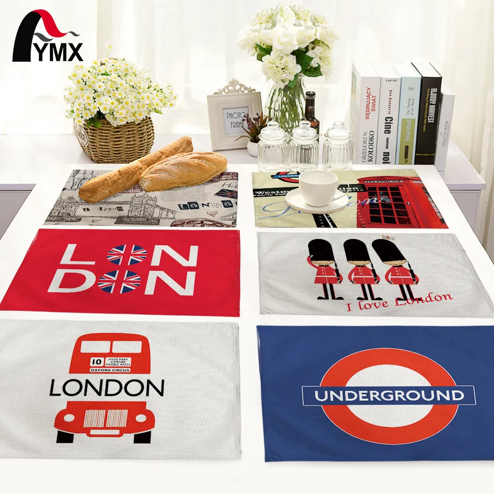

England Style Table Mat London Pattern Home Kitchen Decoration Table Napkin For Wedding Fashion Europe Table Pads