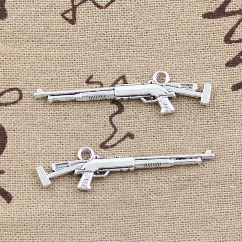 Ancient Silver Alloy Double Sided Sniper Rifle Gun Charm Pendant 1pcs