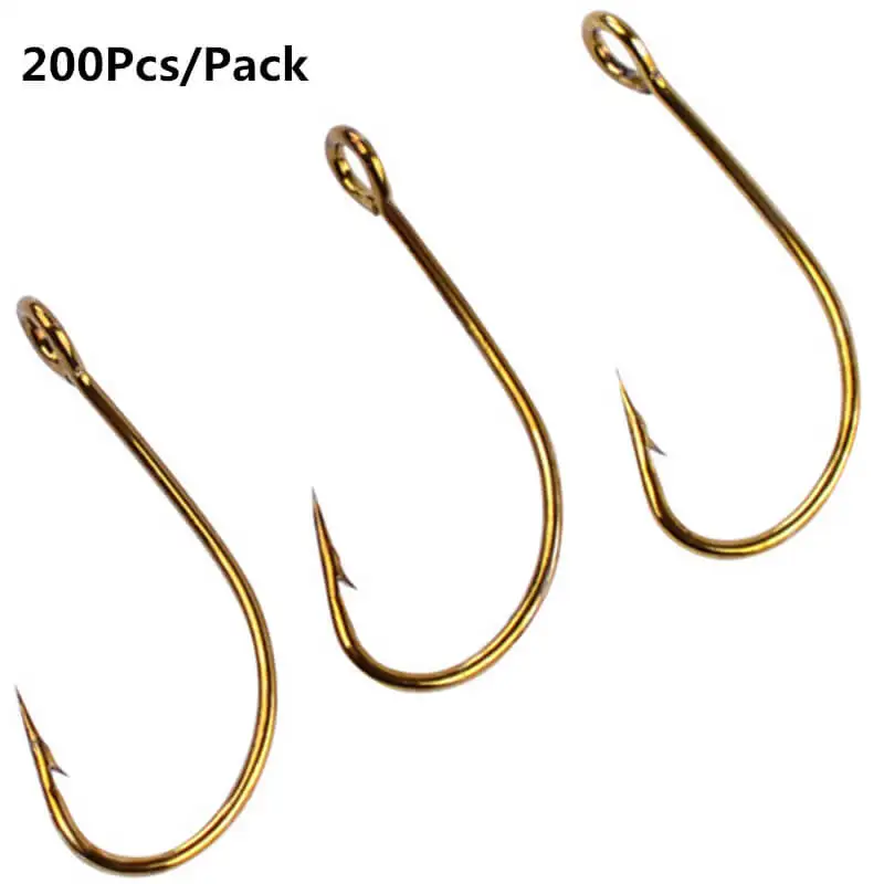 200pc Flyhooks Fishing Hook Black Brown Barbed Fishhook Freshwater Saltwater Bass Fly Hook High Carbon Steel Sea Ice Lake River