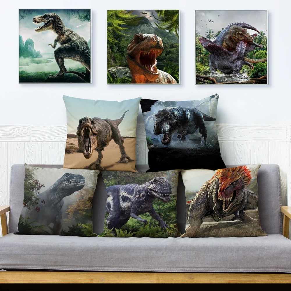 

Jurassic World Animal Dinosaur Pattern Linen Cushion Cover 45*45cm Car Pillow Case for Sofa Home Decor Printed Pillowcases
