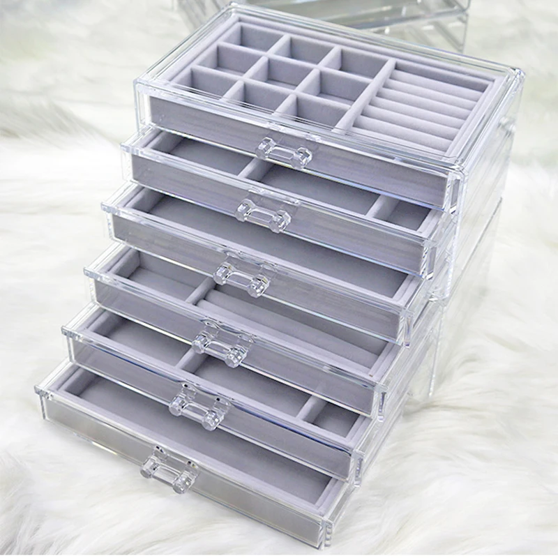 

Large Ring Box Jewelry Packaging &Jewelry Display Box Armoire Dressing Chest with Clasps Bracelet Ring Organiser Carrying Cases