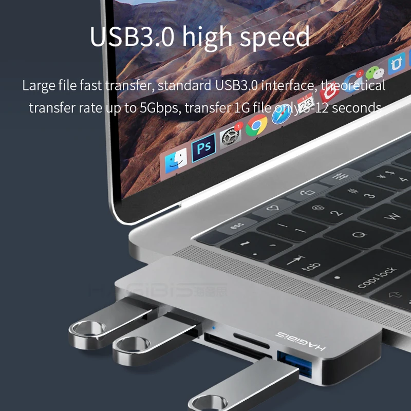 Дешево Хагбис font b USB b font C концентратор 5 в 1 Тип C для SD TF кард ридер font b USB b font 3,1 концентратор адаптер высокоскоростной для MacBook Air Pro huawei Xiaomi samsung