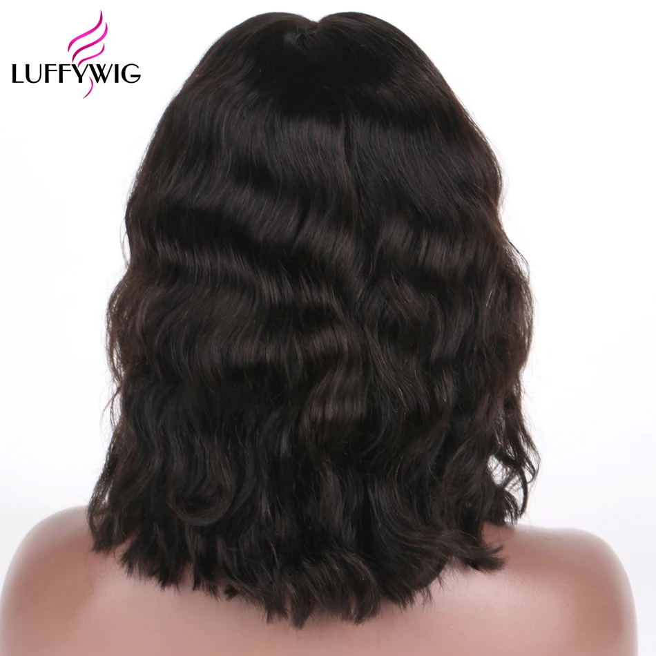LUFFYHAIR 5*4,5 шелк база парики Природные волны длиной полные Реми бразильские человеческих волос Шелковый База боб парик с предварительно