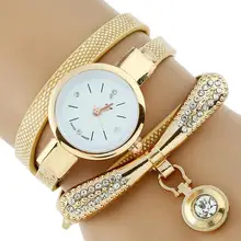 Gnova Platinum Fashion Luxury Brand New Women Rhinestone Gold Bracelet Watch Pu Leather Ladies Quartz Casual Wristwatch