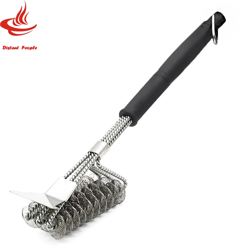 

Stainless steel Grill Brush BBQ Cleaning Brush with Scraper Barbecue Cleaner with Triple Head Scrubber for Iron Grill