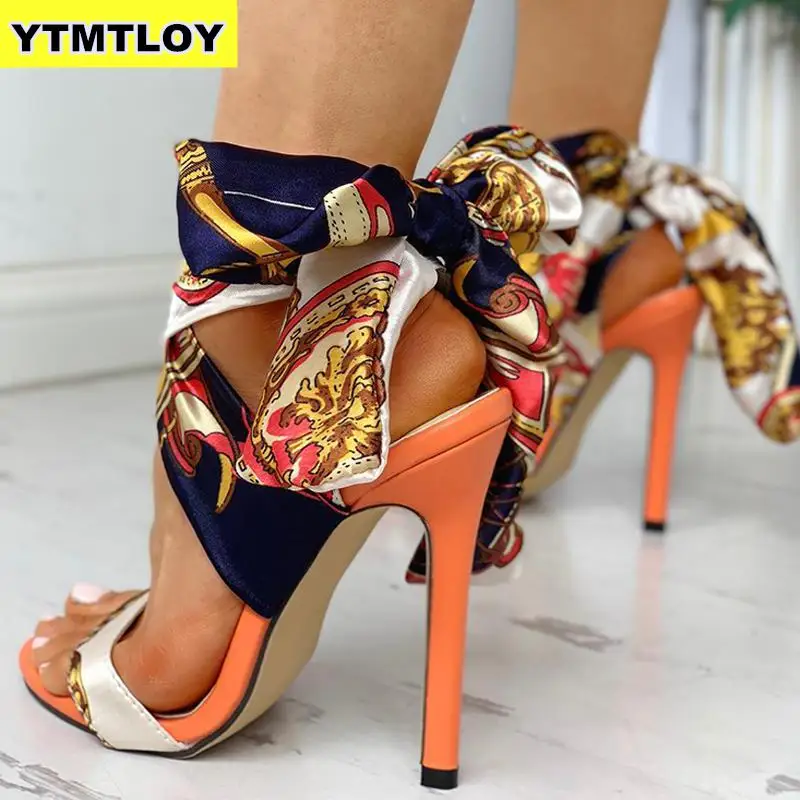 2019 Ribbon Summer Luxury High Heels New Women Pumps Comfort Shoes Sandals Sexy Party Female Peep Toe Gladiator Rome Leisure