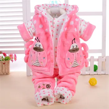 

Child autumn and winter wadded jacket three pieces set baby clothes baby girls 3 pieces set children's clothing set