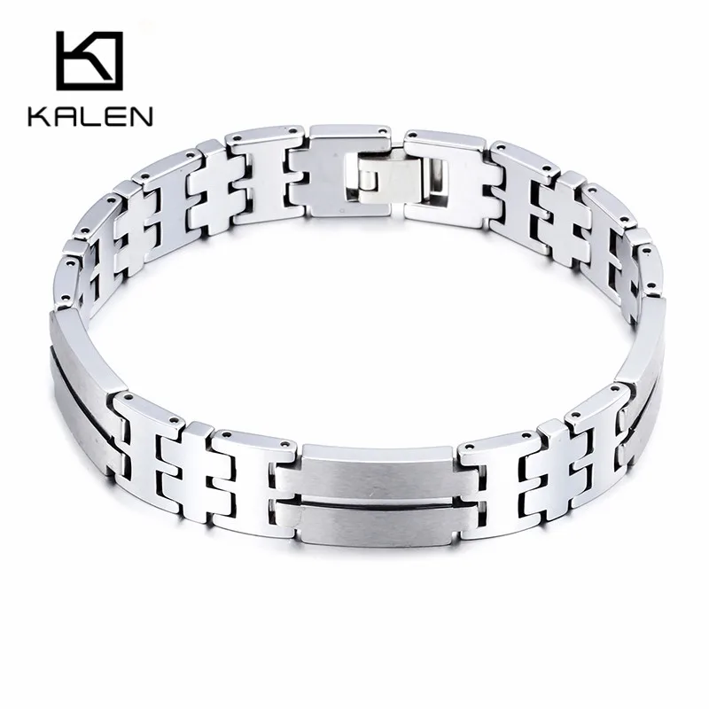

Kalen Men's High Polished Real Tungsten Steel Bracelets Health Care Hologram Energy Bracelets Unisex Fashion Link Chain Bangles