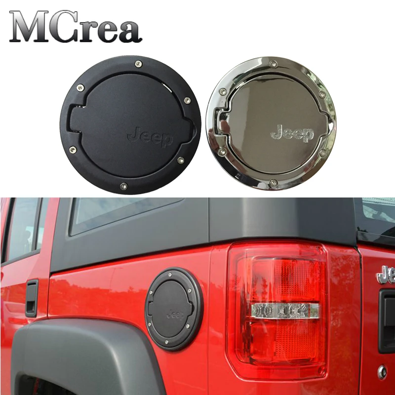 

MCrea 1PC Aluminum Alloy Auto Car Gas Fuel Tank Cap Exclusive Logo Cover Decorative For 2007-2017 Jeep Wrangler JK Accessories