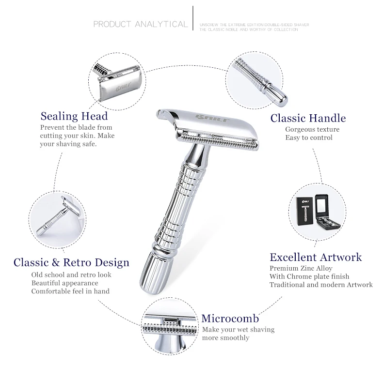 BAILI обновление влажное Бритье Лезвие безопасной бритвы Бритва Ручка Парикмахерская Мужская Руководство борода Уход за волосами+ Дорожный Чехол+ подставка BD176