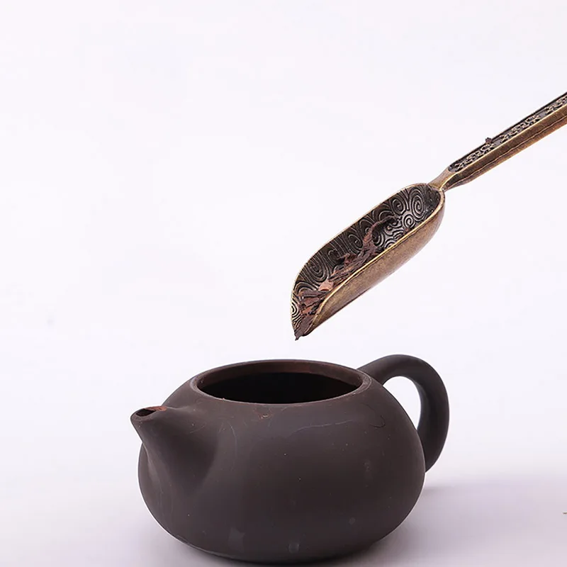 Hoomall, высококачественные чайные ложки в китайском стиле, винтажная медная чайная ложка, чайная посуда, аксессуары, кухонные чайные листья, держатель для выбора