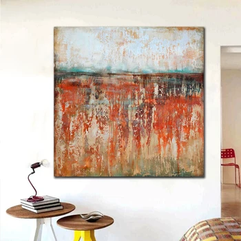 

handpainted Red Colour Perception Abstract Oil Painting Home Decoration for Living Room Modern Rusty Loft Style artwork picture