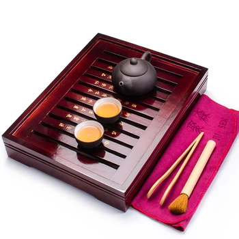 

Ceramic Tea Set Kung Fu tea cup with Infuser Solid Wood Tea Tray Teapot Drinkware Chinese Gaiwan A031-1