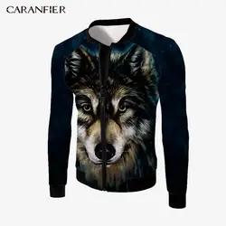 CARANFIER/Лидер продаж; осенние куртки с 3D принтом волка; бейсбольная куртка с круглым вырезом и длинными рукавами для женщин и мужчин;