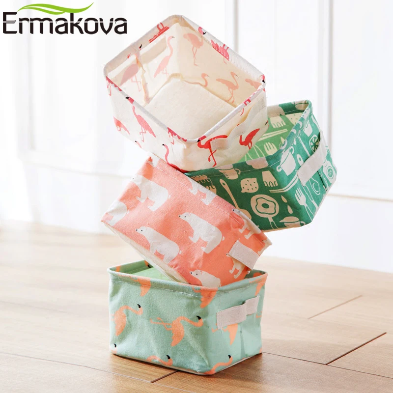 ERMAKOVA Fabric Storage Basket Folding Sundries Bag Nursery Storage Basket Bin Cloth Container Organizer Bin with Handle 4