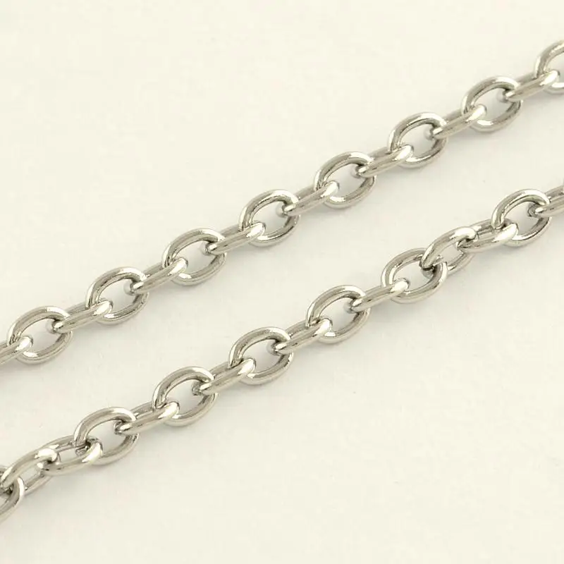 

304 Stainless Steel Cross Chains, Unwelded, Stainless Steel Color, 4x3x0.8mm; about 10m/roll