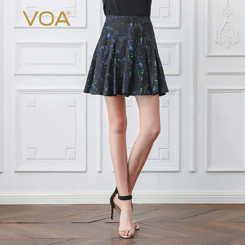 VOA/шелковая мини-юбка с принтом, женские сексуальные спортивные плиссированные юбки, милая повседневная одежда с высокой талией в стиле Харадзюку, короткие юбки Faldas Kawaii C635