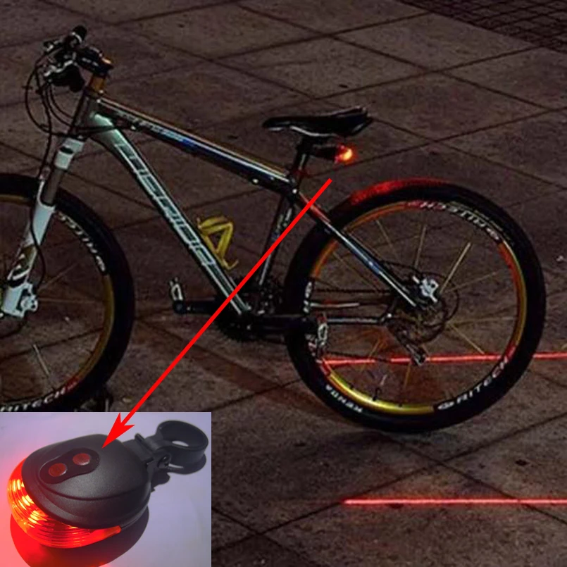 Safety Warning Cycling Tail Flashing Light Bike Lamp Rear 2 Laser 5 LED Bicycle