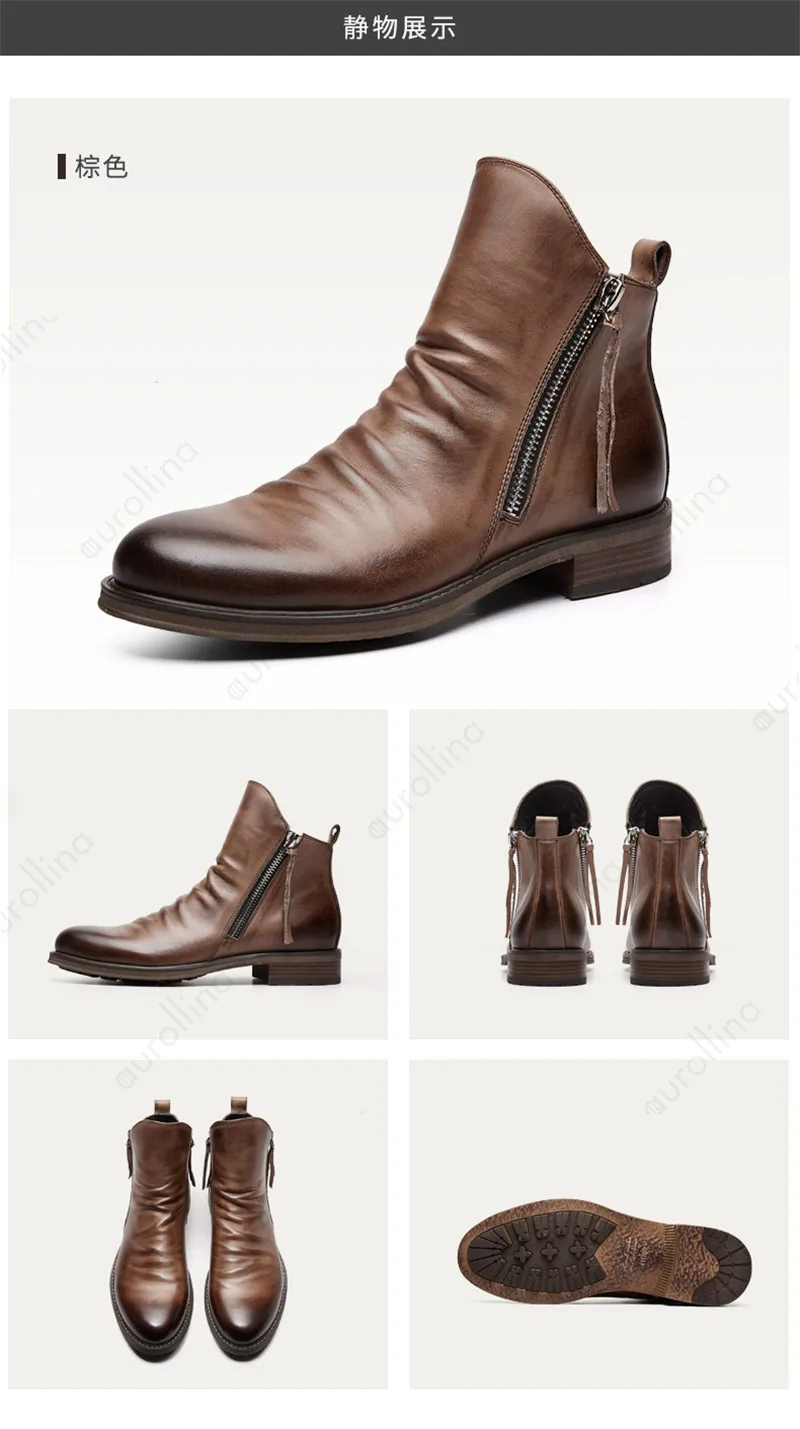 Высококачественная обувь из натуральной кожи высокого качества мужские ботинки Мартин модные высокие мотоциклетные стильные ботинки Instagram Прямая ботинок