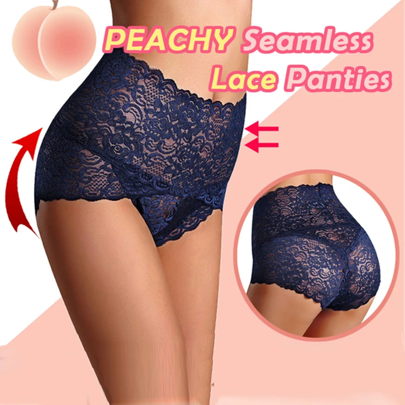 PEACHY Seamless Lace Panties Women Shapers High Waist Slimming Tummy Control