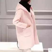 Женский шерстяной плащ, пальто с капюшоном, с широкой талией, на пуговицах, с длинным рукавом, шерстяные куртки для женщин, Bayan Kaban CJJ0101