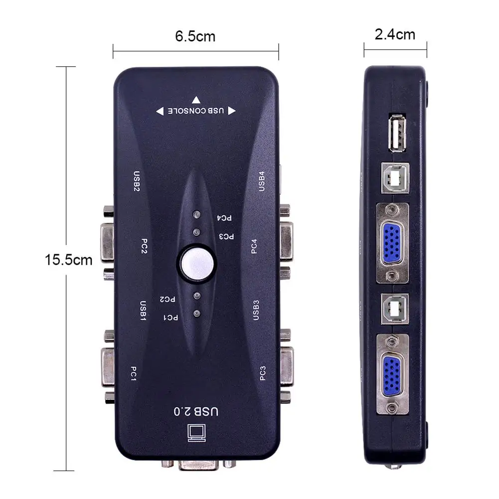 DSstyles 4 в 1 выход USB 2,0 VGA KVM Настенные переключатели коммутатор вручную для клавиатуры мышь Мониторы адаптер