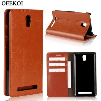 

OEEKOI Crazy Horse Genuine Leather Wallet Flip Case for Freetel Priori 3s LTE